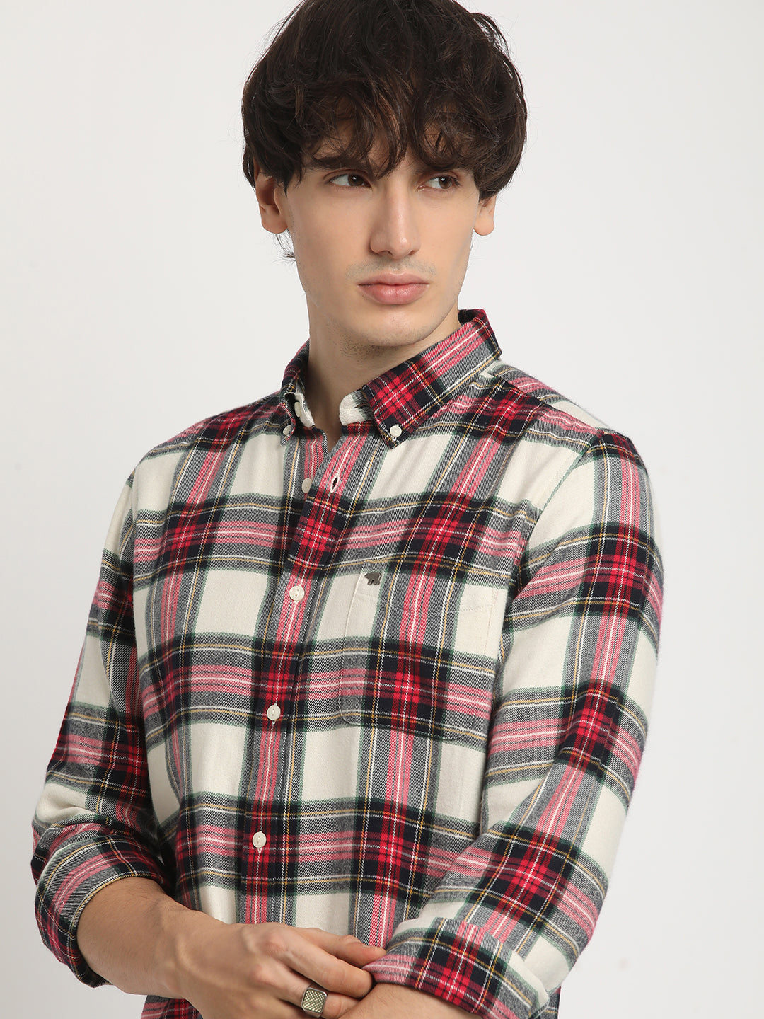 Men  Multicolored Checked Slim Fit Cotton Casual Shirt