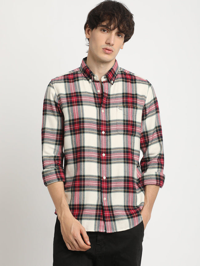 Men  Multicolored Checked Slim Fit Cotton Casual Shirt