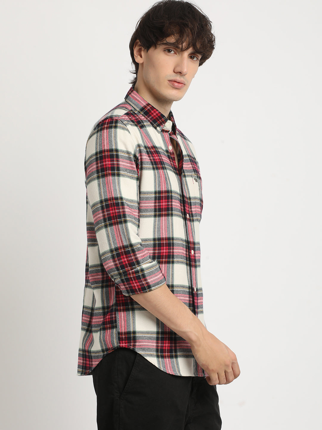 Men  Multicolored Checked Slim Fit Cotton Casual Shirt