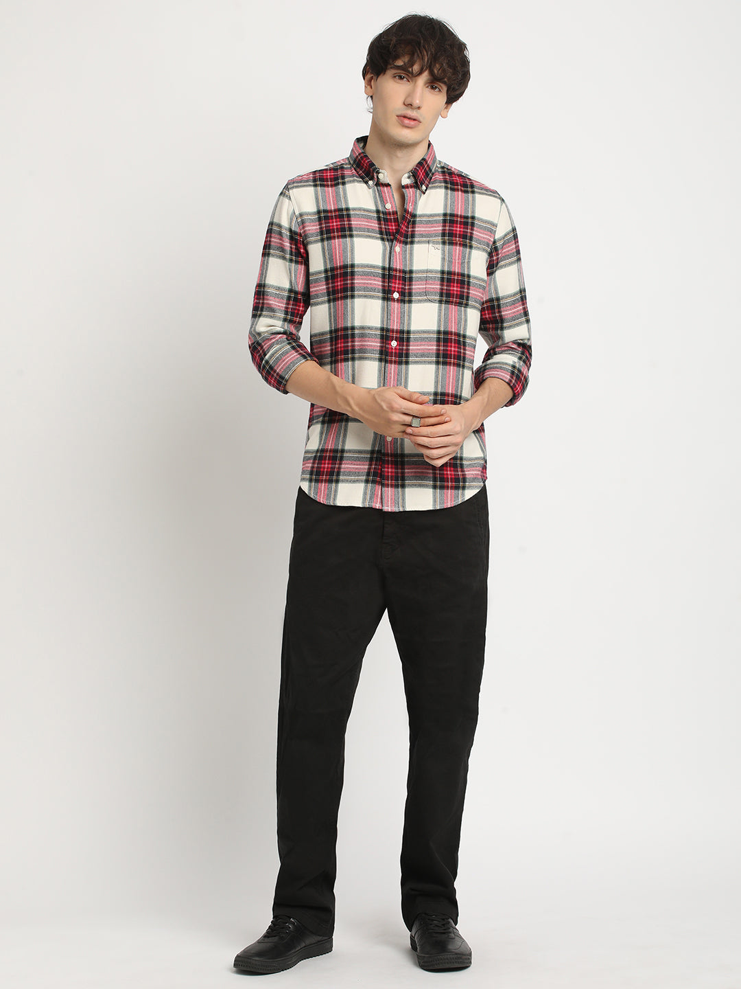 Men  Multicolored Checked Slim Fit Cotton Casual Shirt