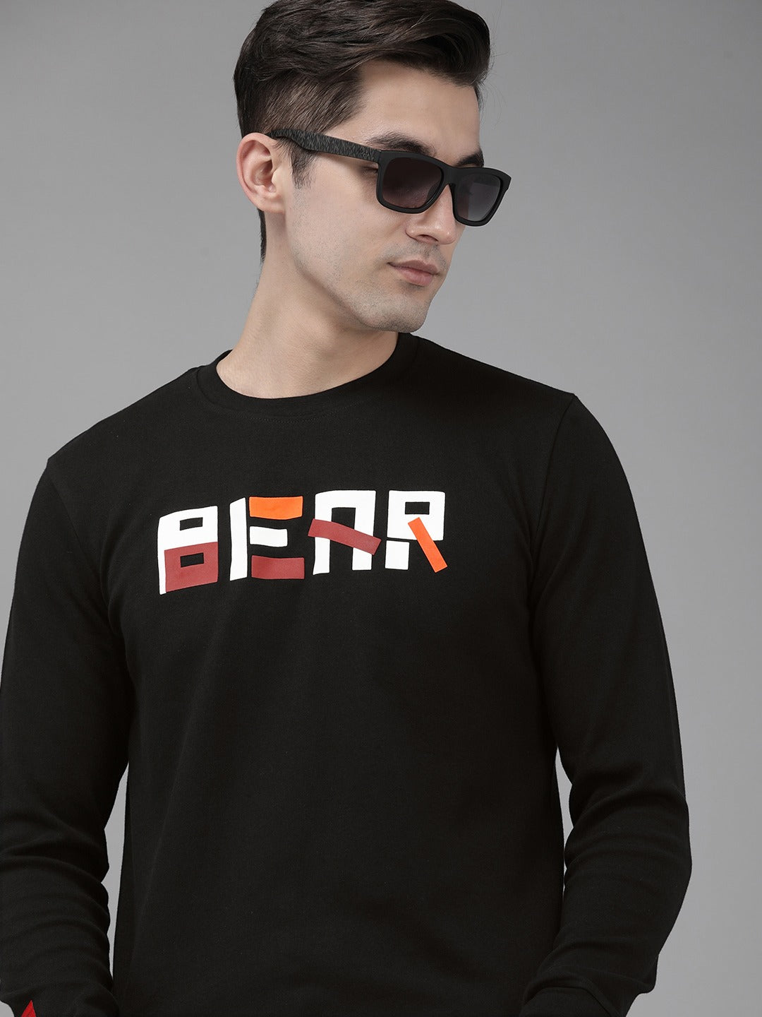 Men Ardor Edition Black Slim Fit Printed Pure Cotton Sweatshirt