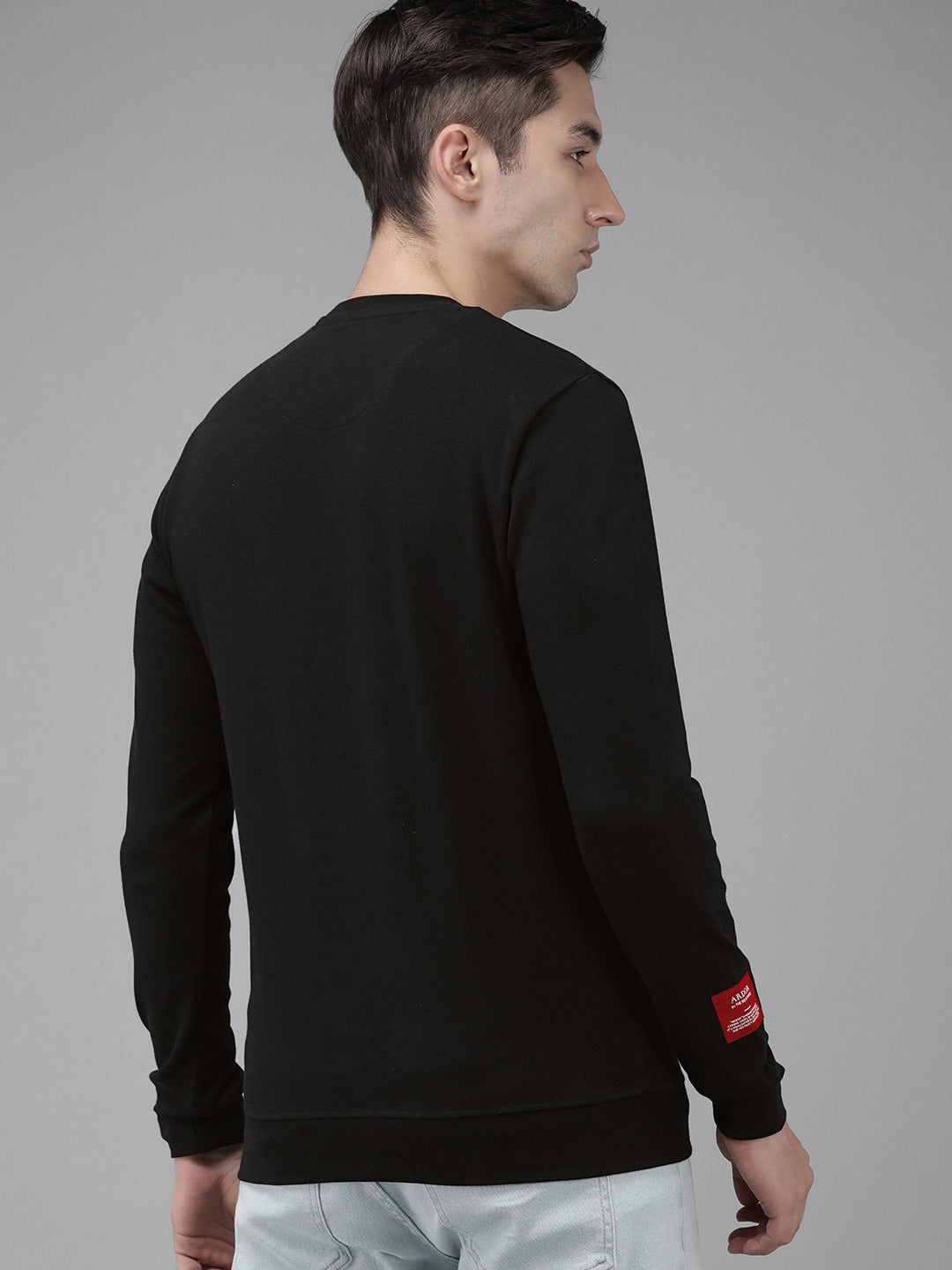 Men Ardor Edition Black Slim Fit Printed Pure Cotton Sweatshirt