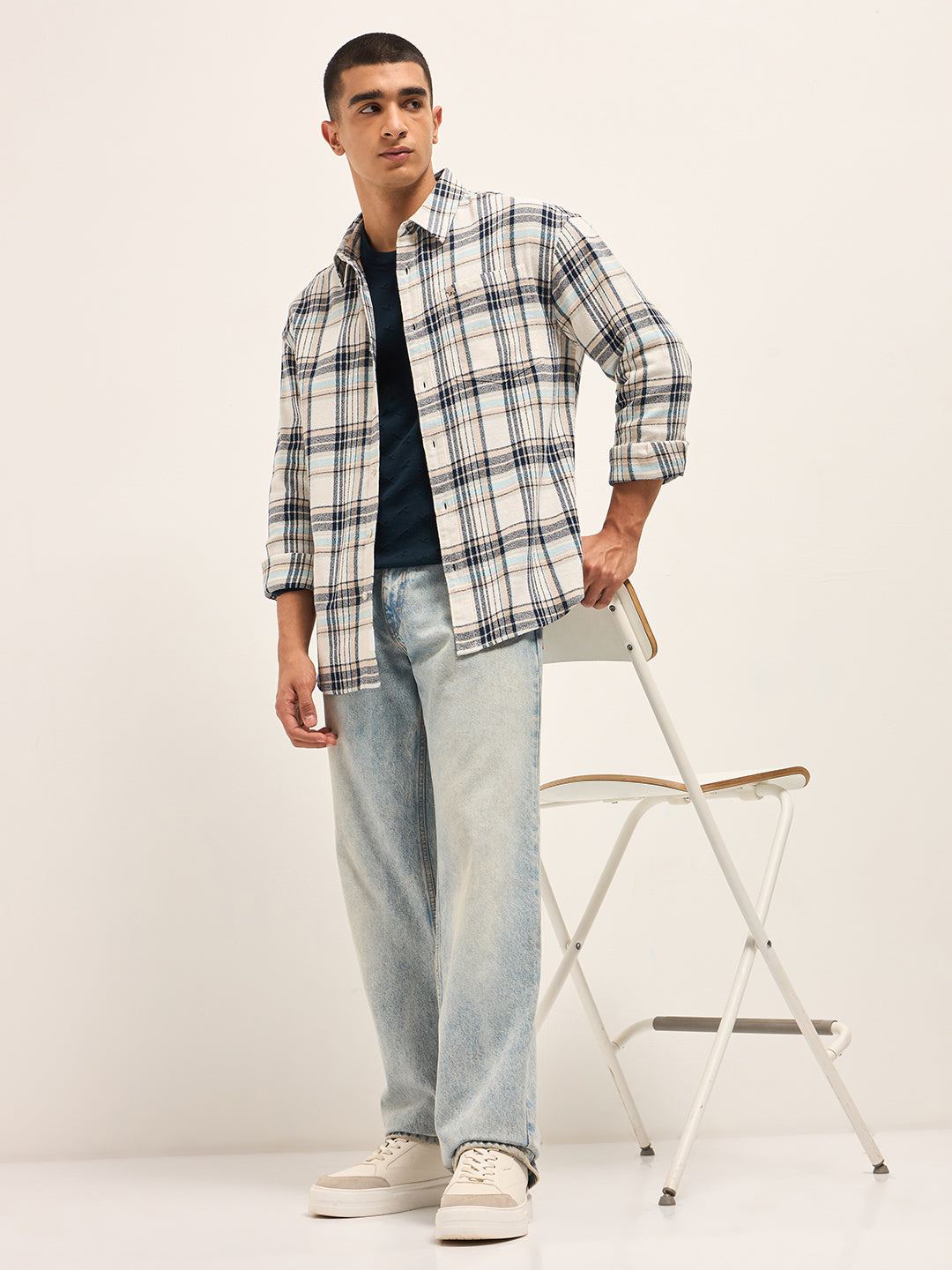 Men Multi-Color Flannel Checked Relaxed Fit Overshirt