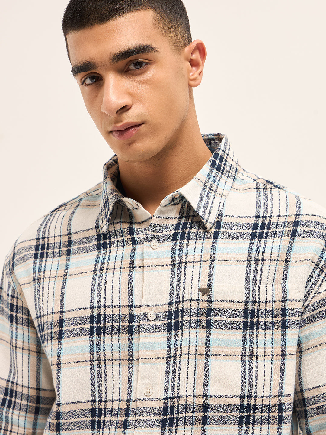 Men Multi-Color Flannel Checked Relaxed Fit Overshirt