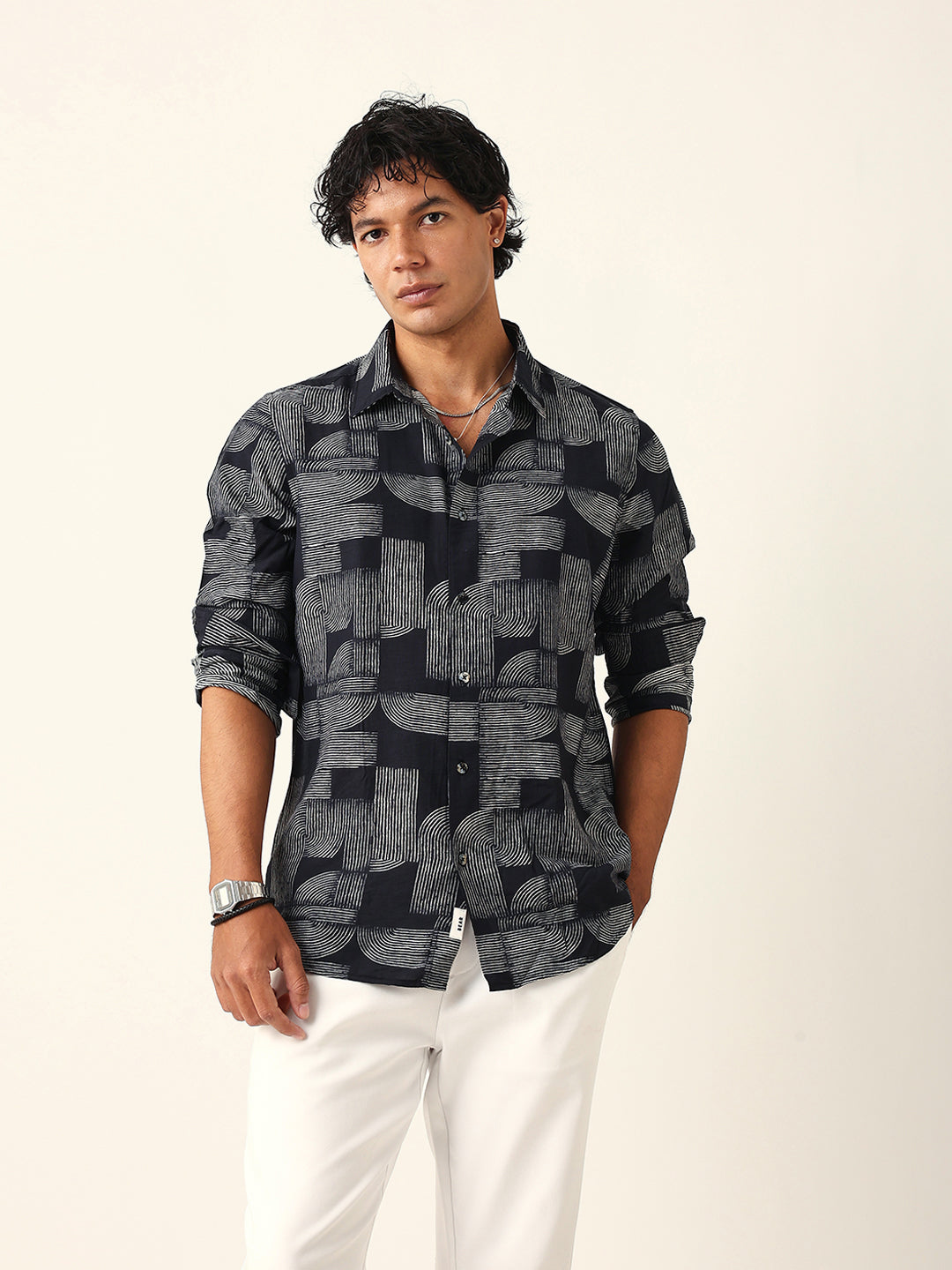 Men Black Printed Shirt