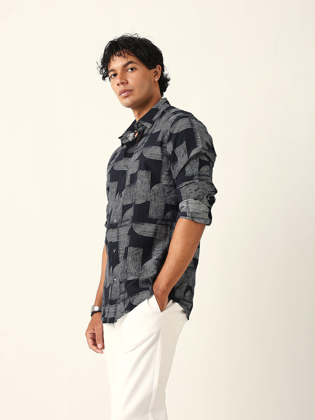 Men Black Printed Shirt