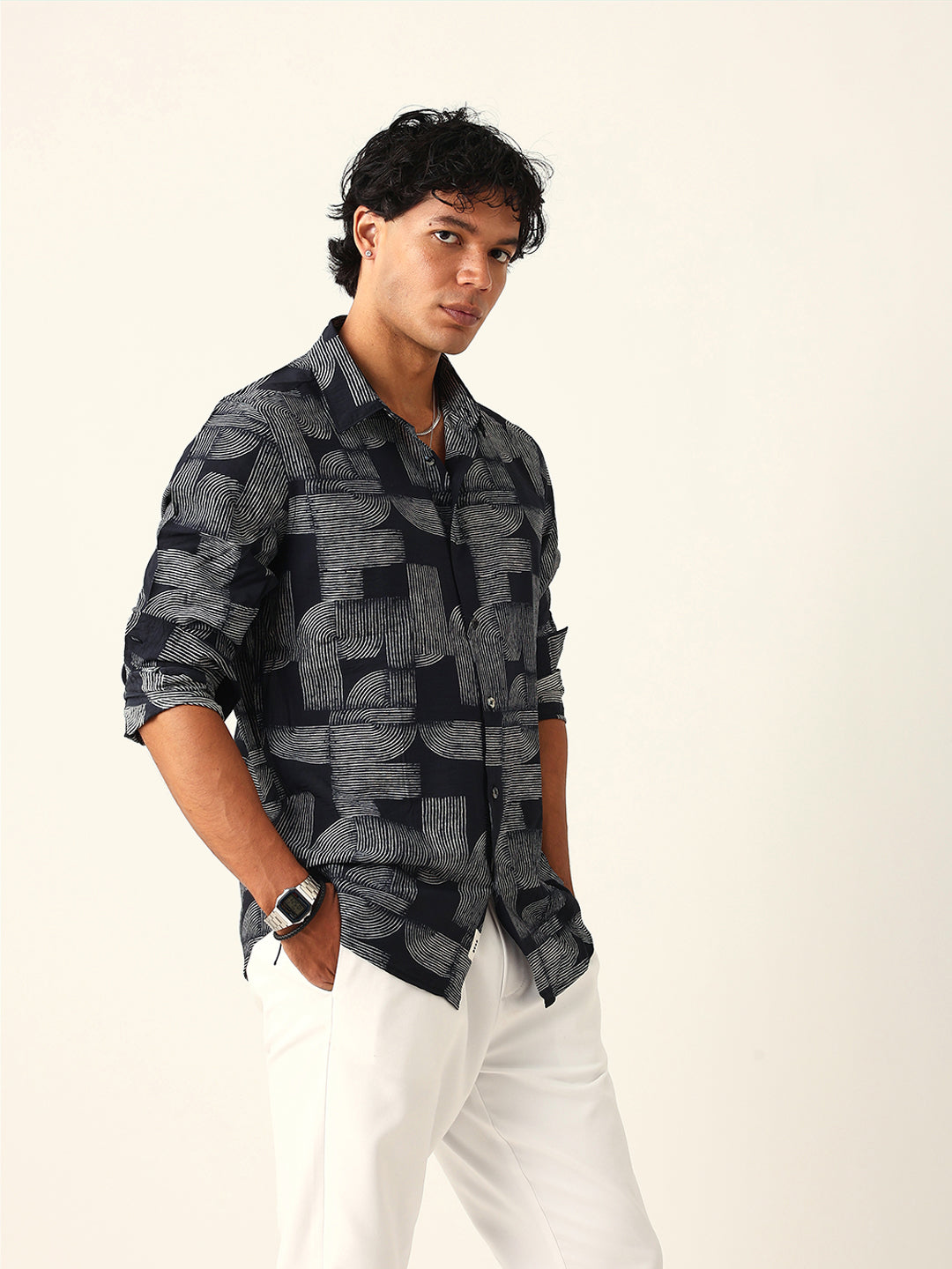 Men Black Printed Shirt