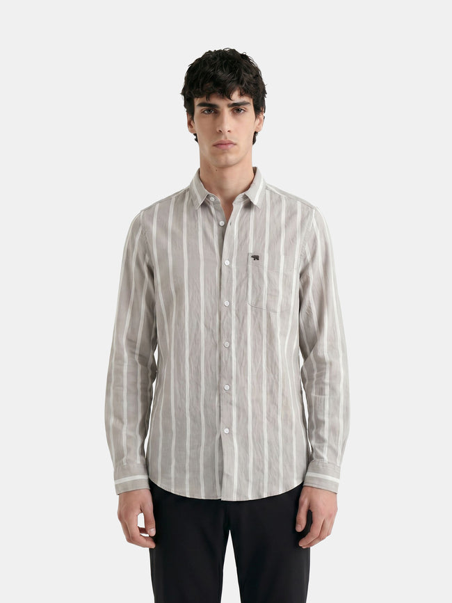 Men Grey Striped Shirt