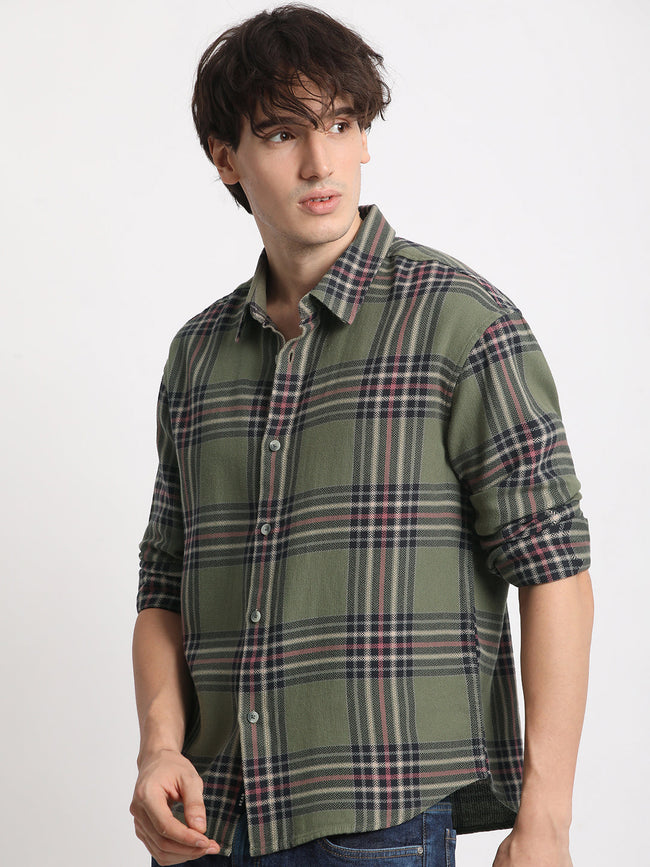 Men  Multicolored Checked Relaxed Fit Casual Shirt