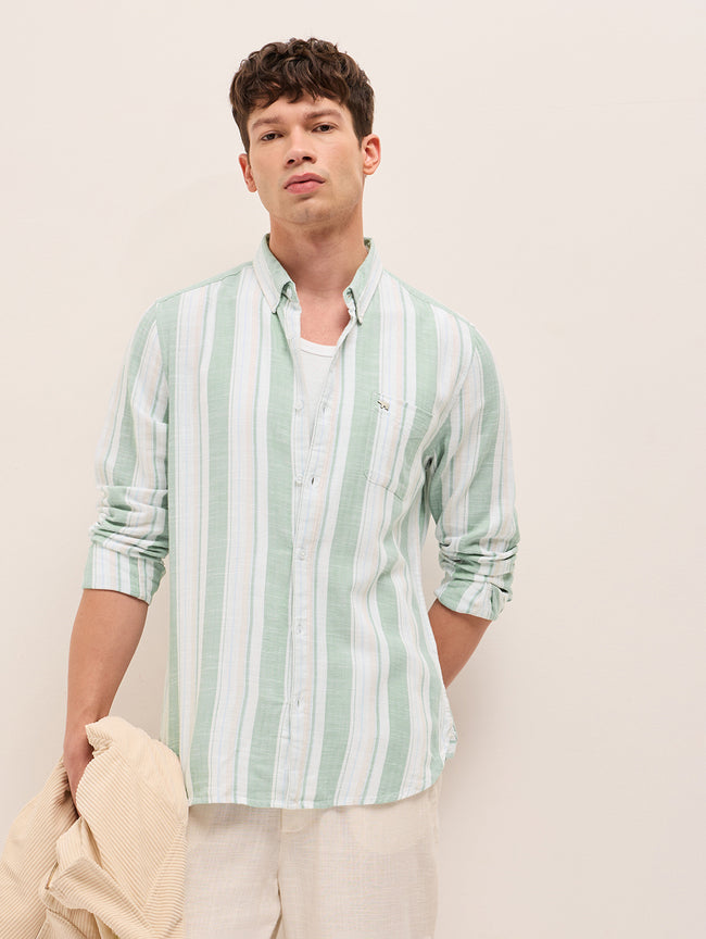 Men Striped Cotton Casual Shirt