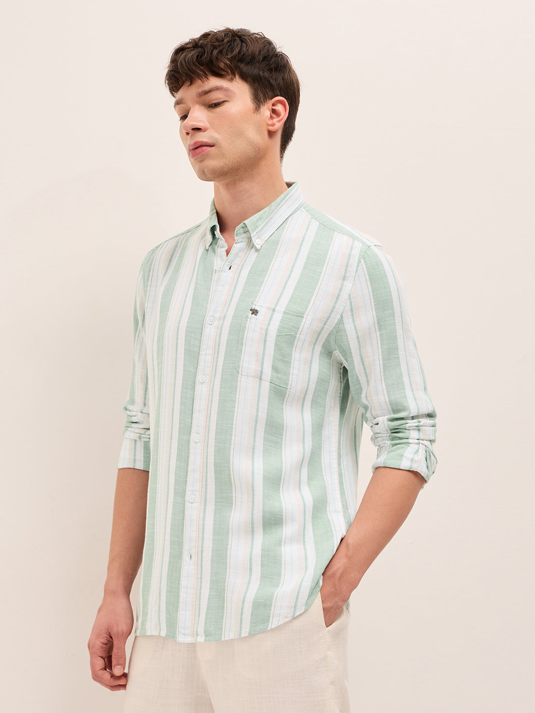 Men Striped Cotton Casual Shirt