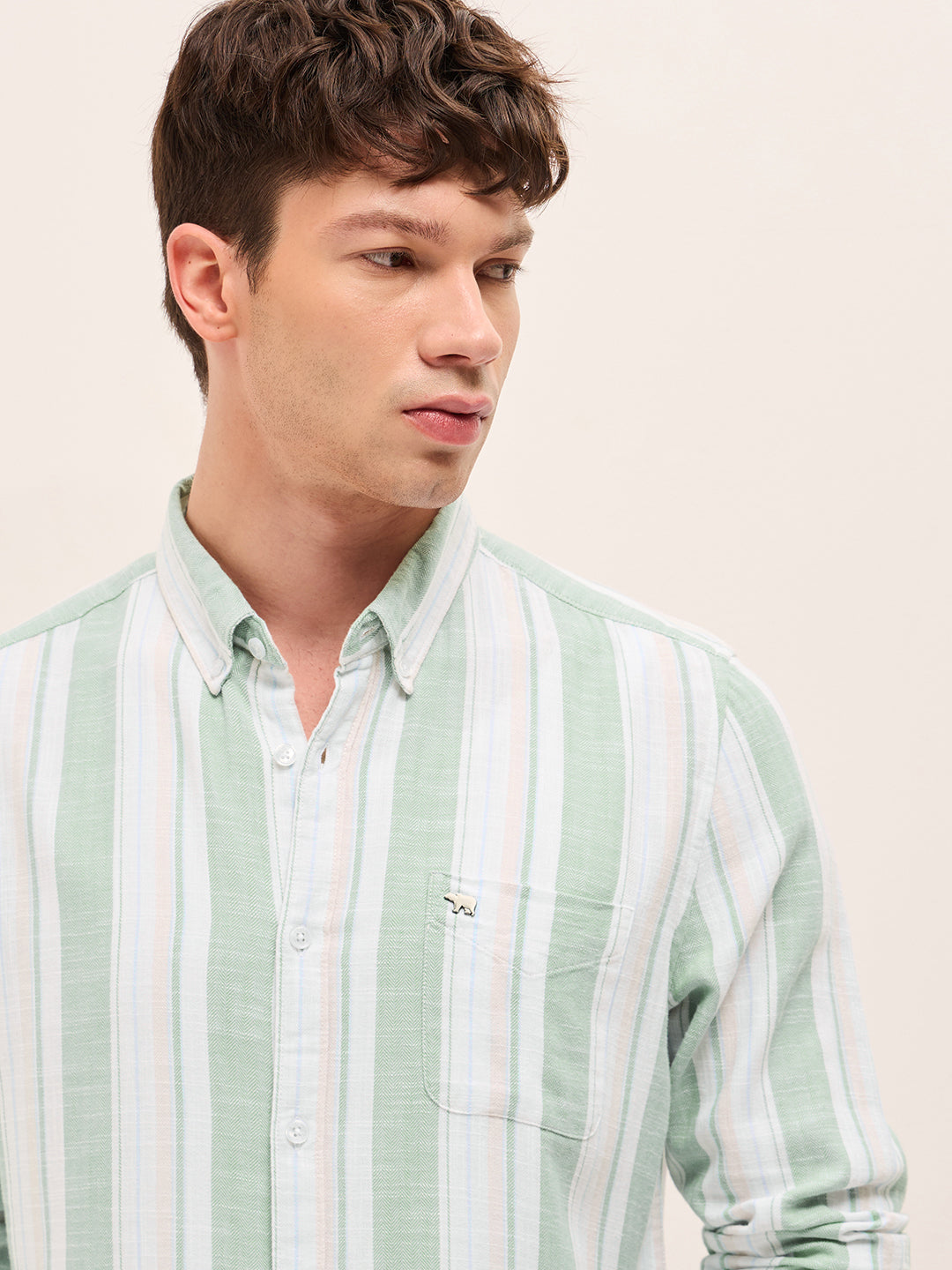 Men Striped Cotton Casual Shirt