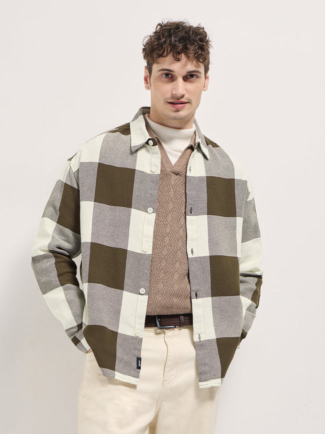 Men Olive Relax Fit Overshirt