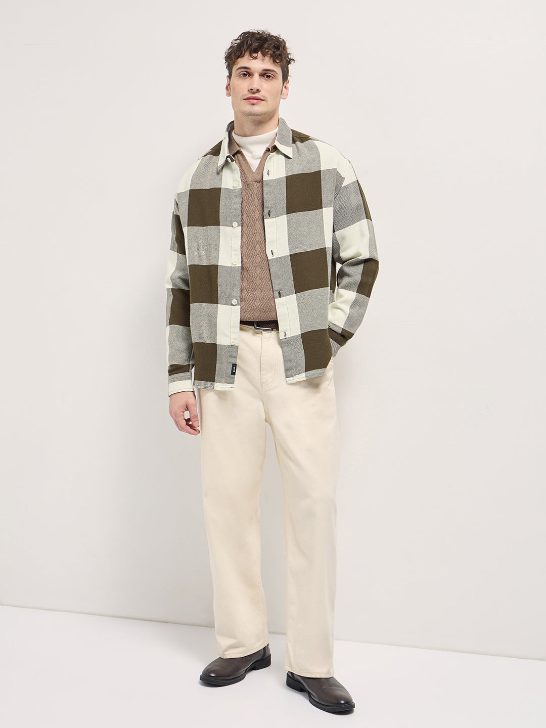 Men Olive Relax Fit Overshirt
