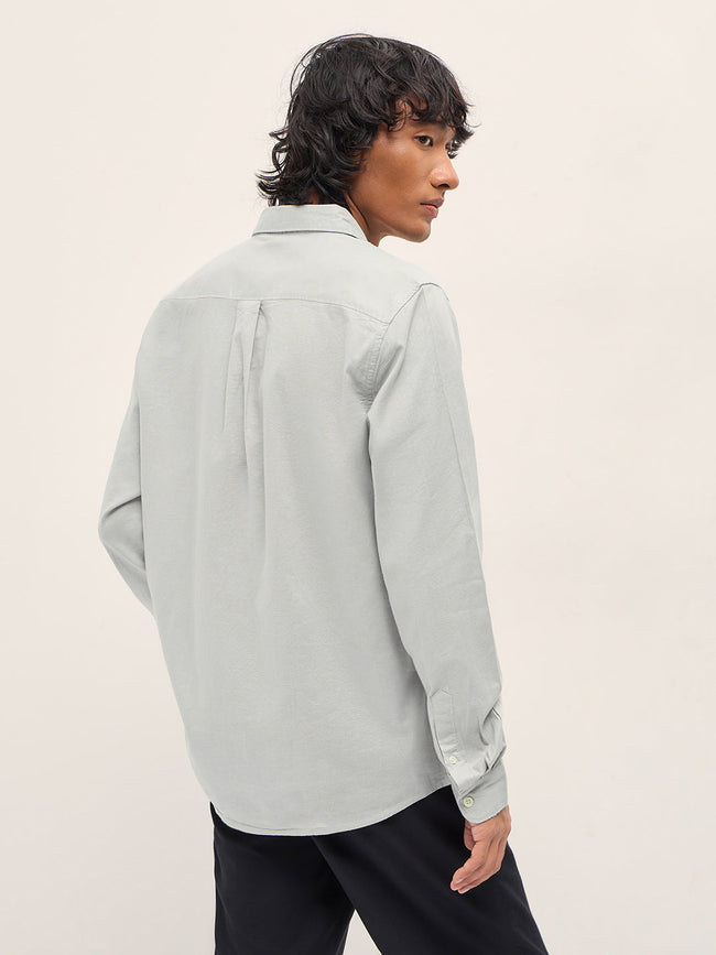 Men Grey Cotton Linen Solid Slim Fit Casual Shirt