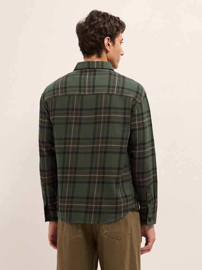 Men Cotton Checked Flannel Casual Shirt