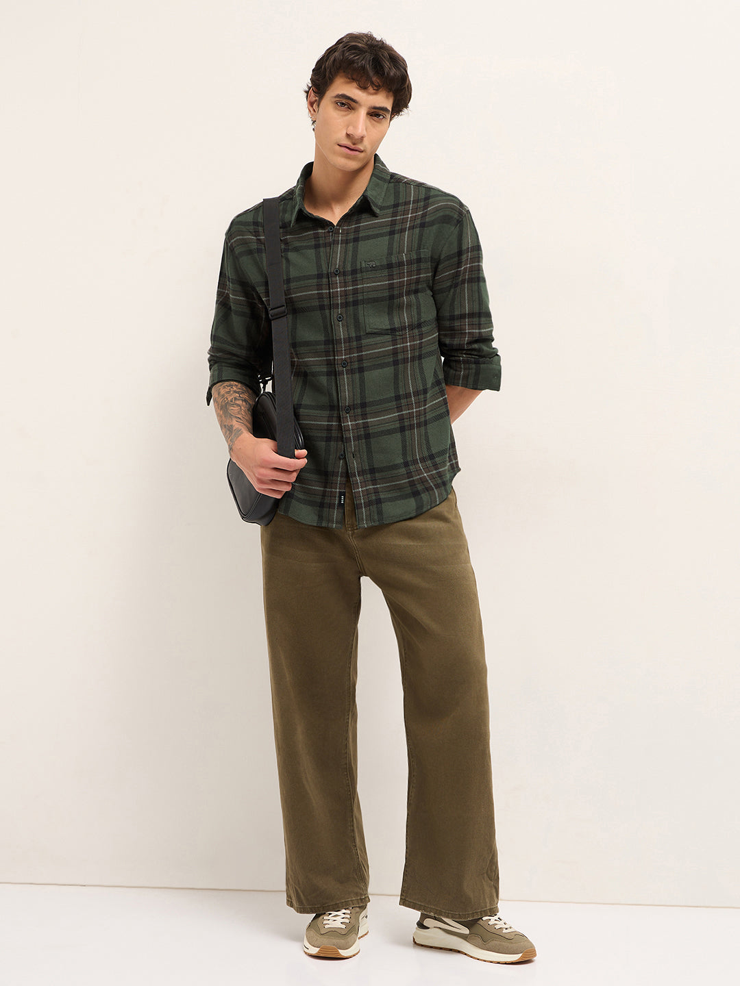 Men Cotton Checked Flannel Casual Shirt