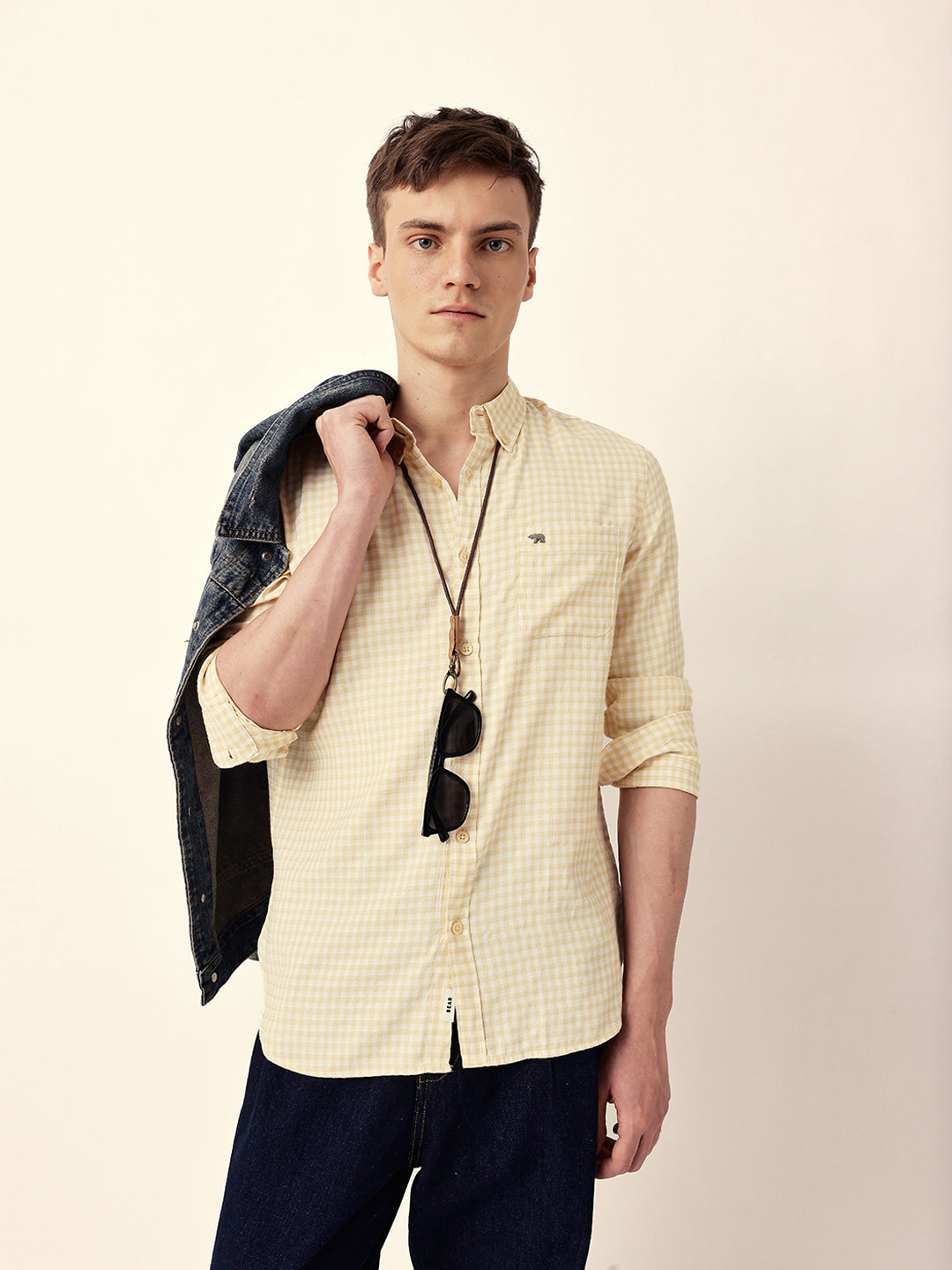 Men Casual Gingham Check Shirt