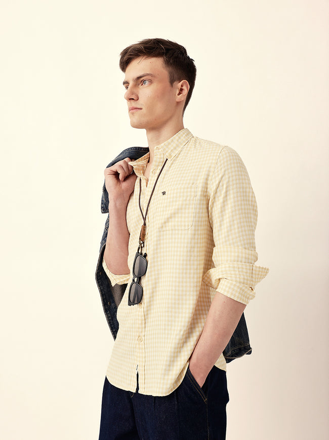 Men Casual Gingham Check Shirt