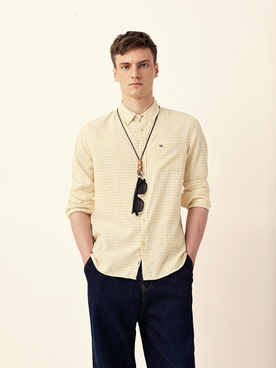 Men Casual Gingham Check Shirt