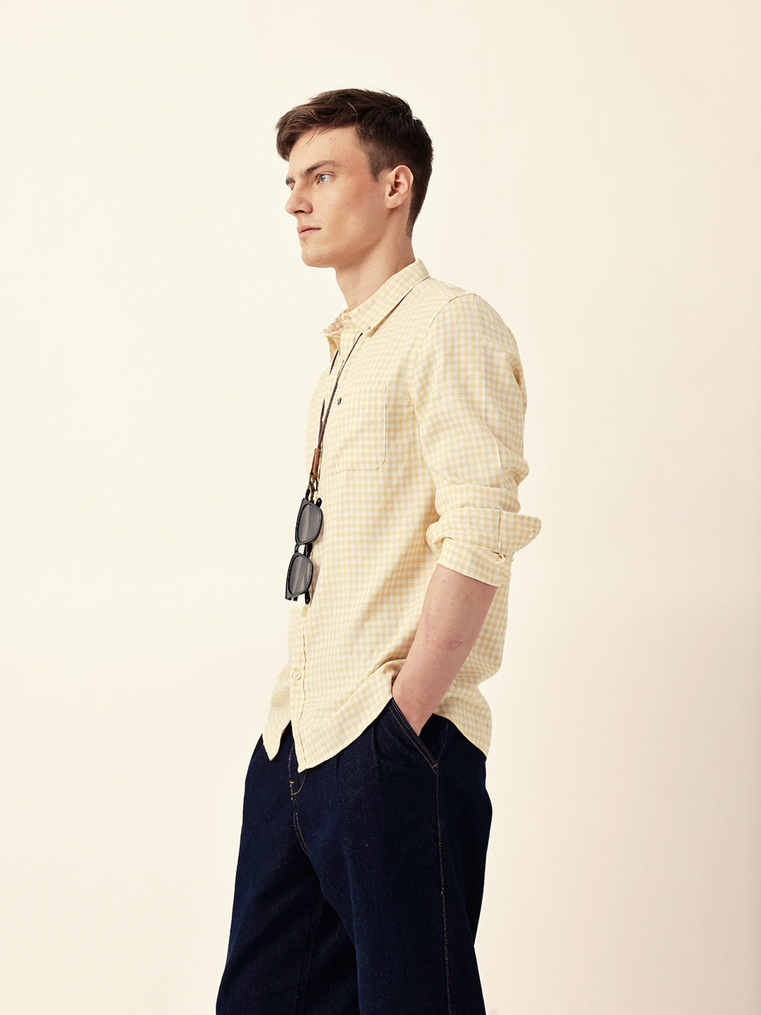 Men Casual Gingham Check Shirt