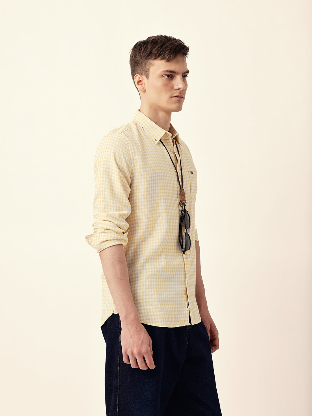 Men Casual Gingham Check Shirt