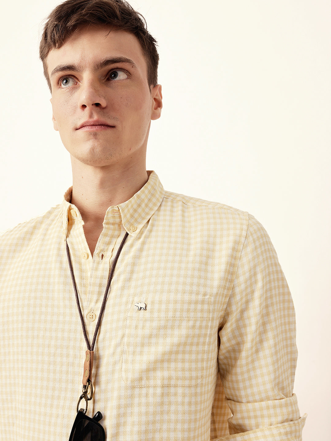 Men Casual Gingham Check Shirt