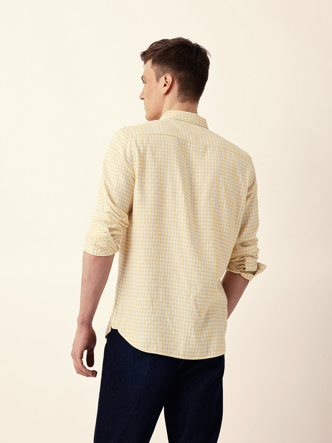 Men Casual Gingham Check Shirt