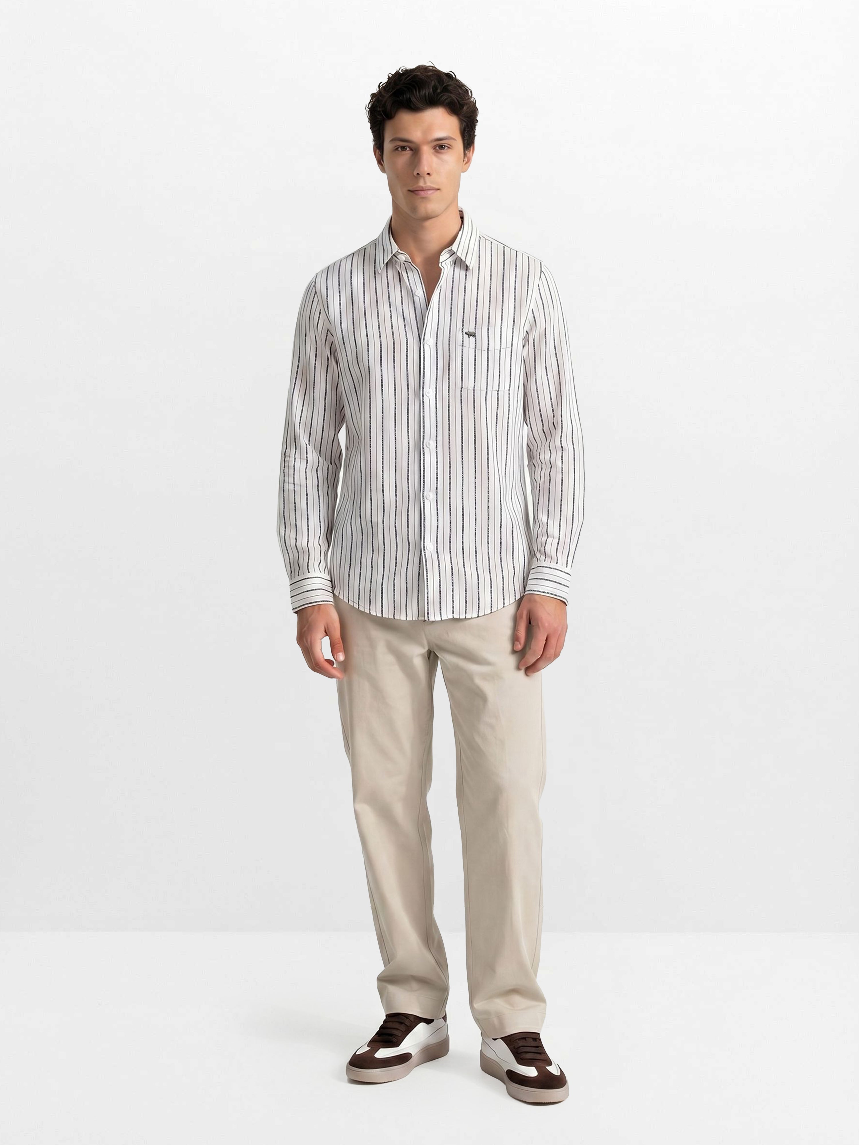 Men Cream Casual Shirt