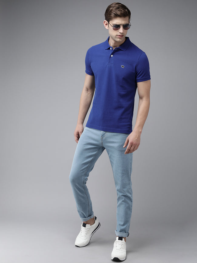 Men Purple Cotton T-shirt