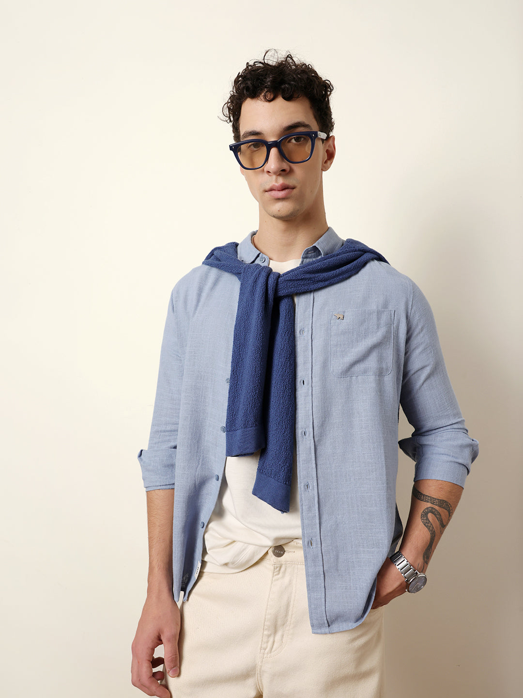 Men Solid Casual Full-Sleeve Shirt
