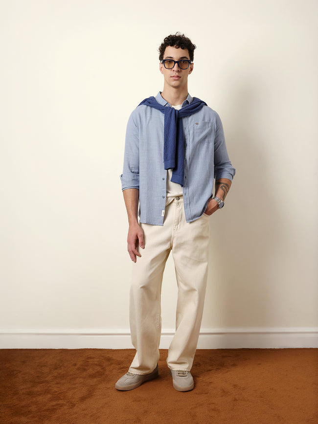 Men Solid Casual Full-Sleeve Shirt
