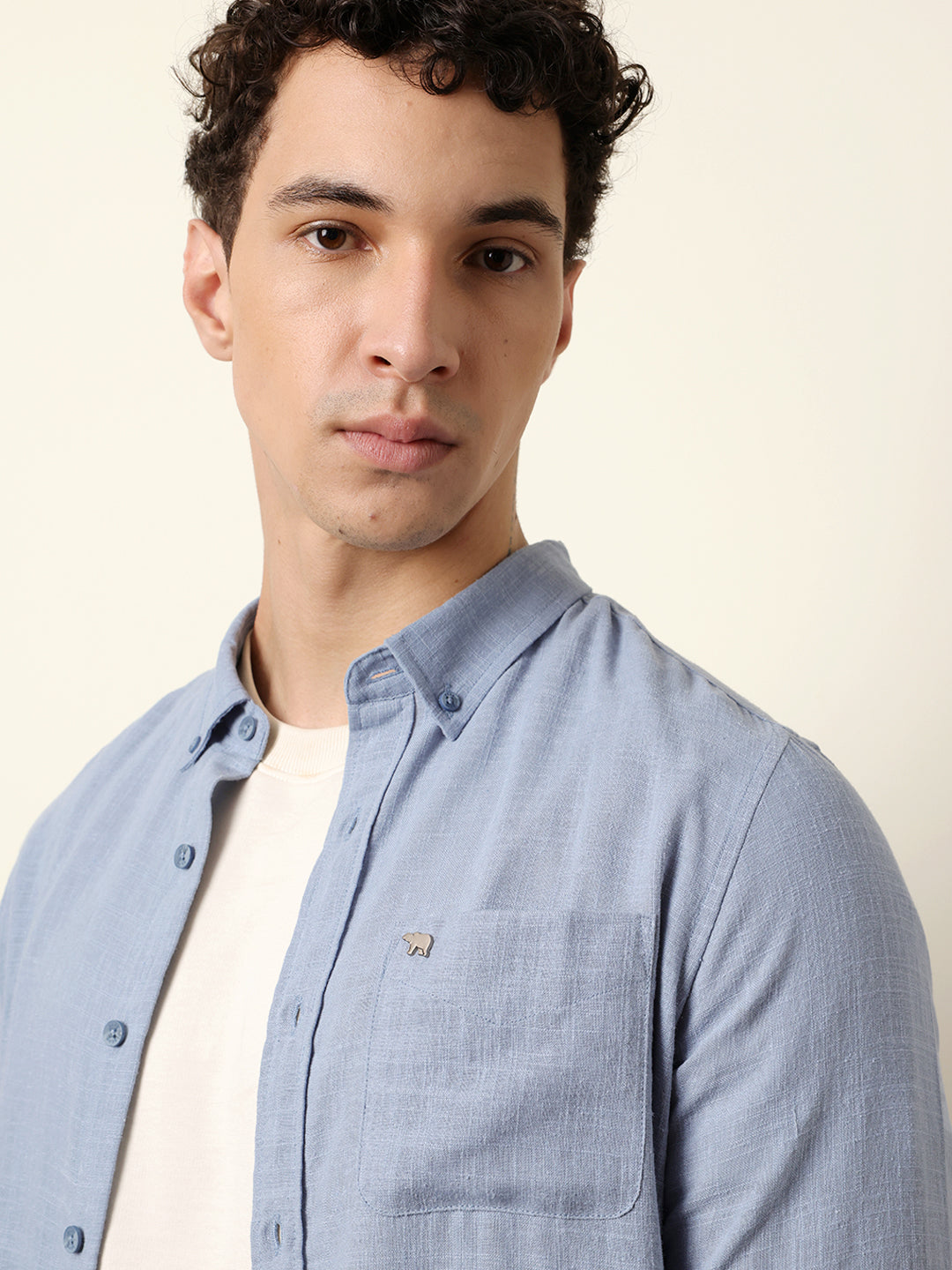 Men Solid Casual Full-Sleeve Shirt