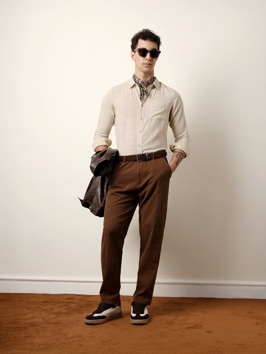 Men Solid Casual Full-Sleeve Shirt