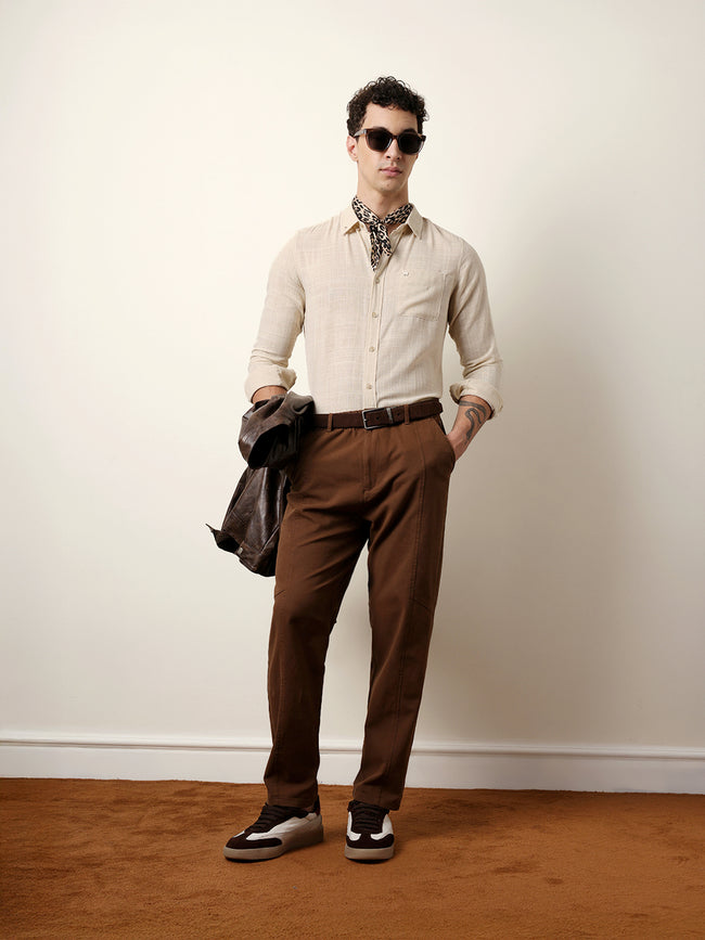 Men Solid Casual Full-Sleeve Shirt