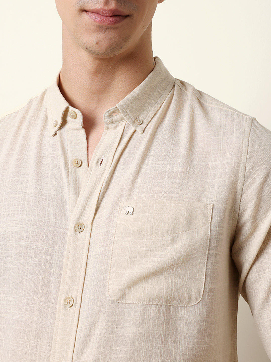 Men Solid Casual Full-Sleeve Shirt