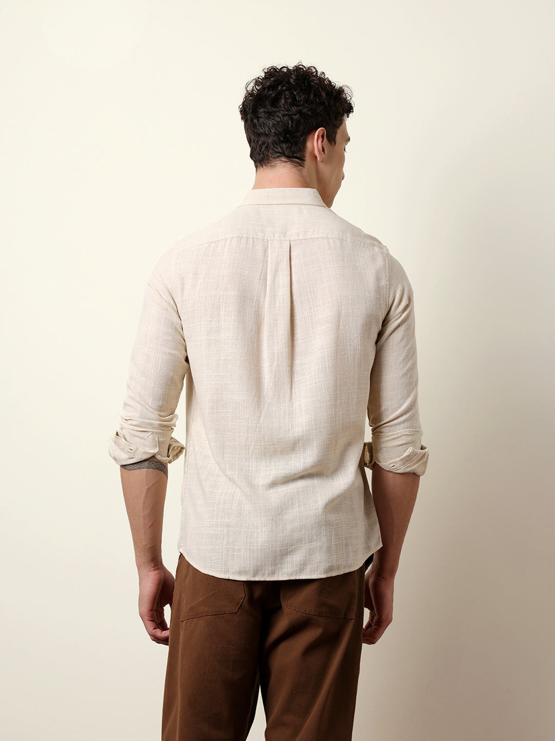 Men Solid Casual Full-Sleeve Shirt