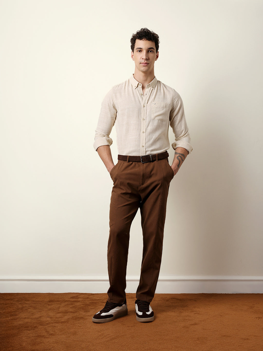 Men Solid Casual Full-Sleeve Shirt