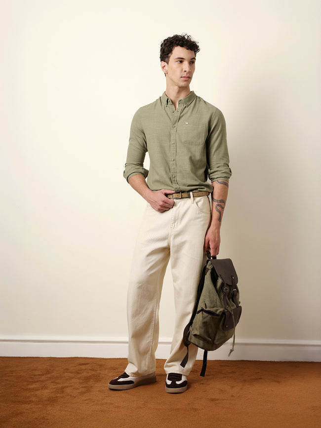 Men Solid Casual Full-Sleeve Shirt