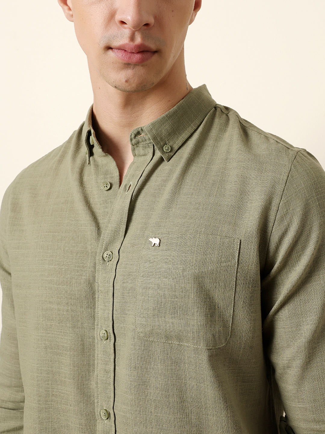 Men Solid Casual Full-Sleeve Shirt