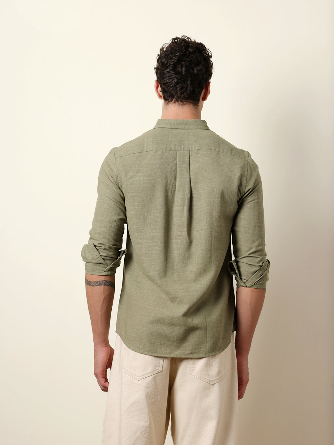 Men Solid Casual Full-Sleeve Shirt
