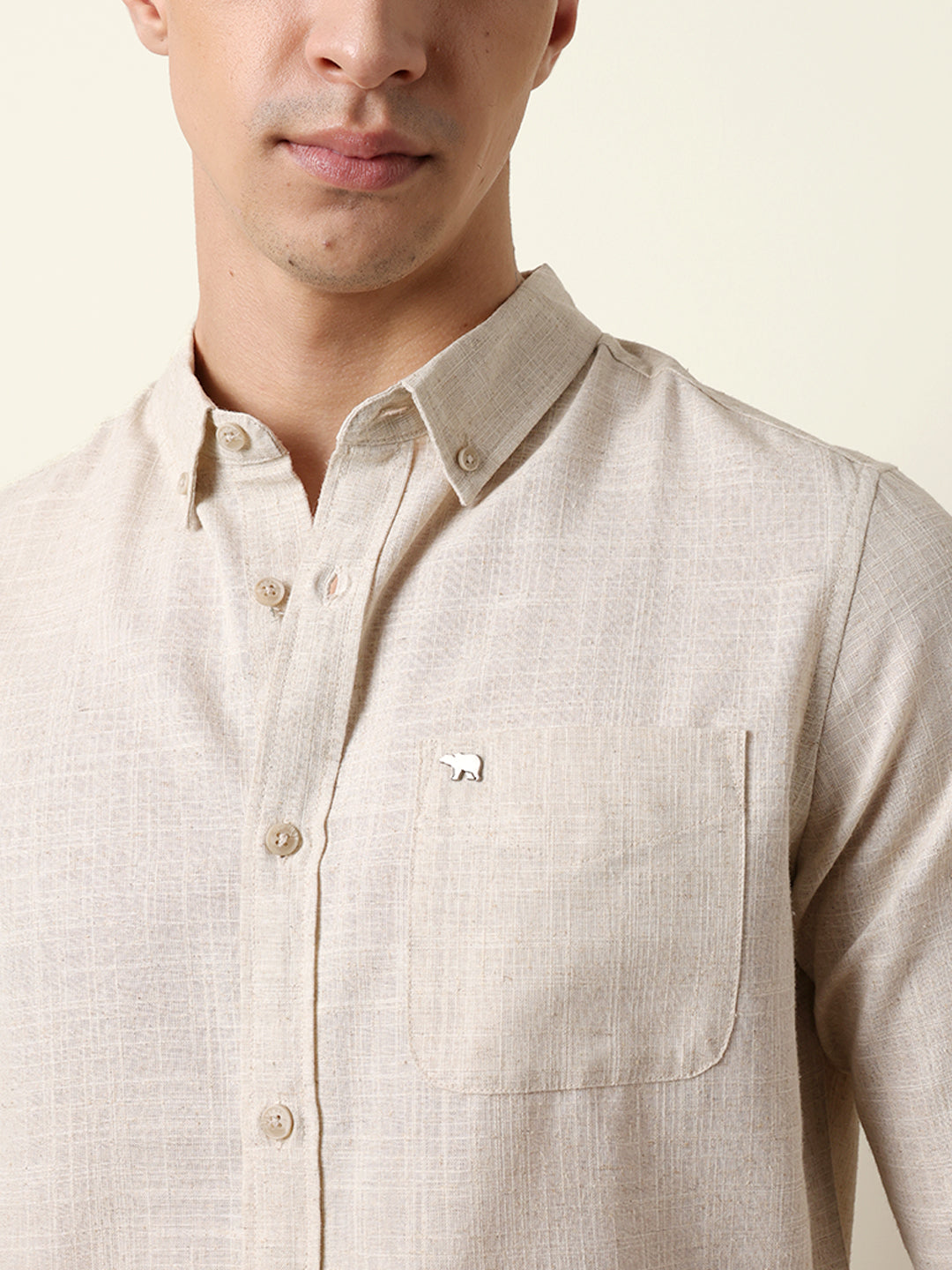 Men Solid Casual Full-Sleeve Shirt