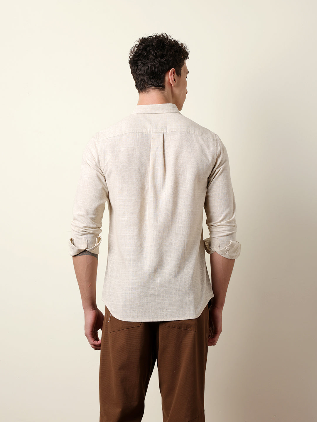 Men Solid Casual Full-Sleeve Shirt