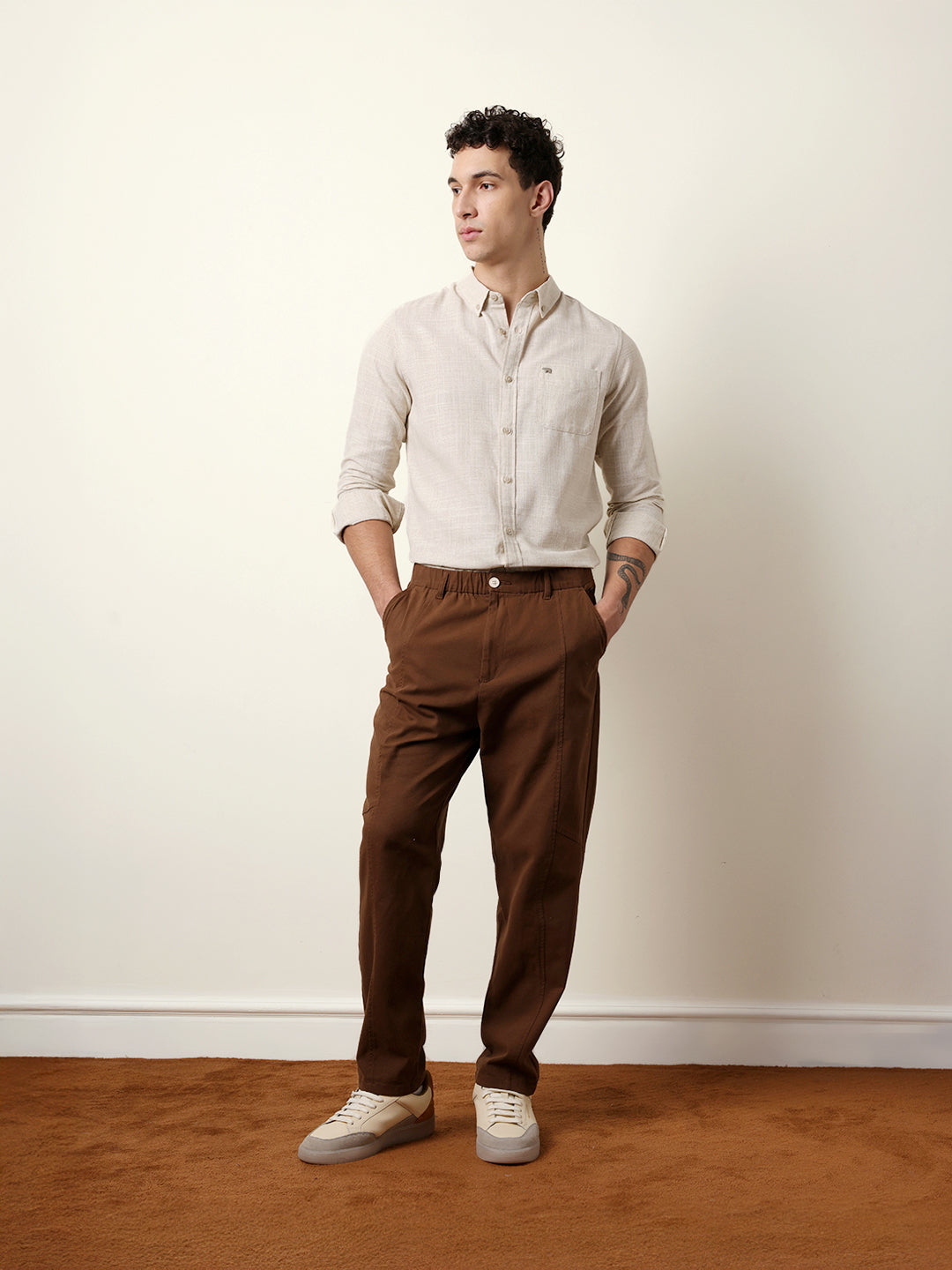 Men Solid Casual Full-Sleeve Shirt