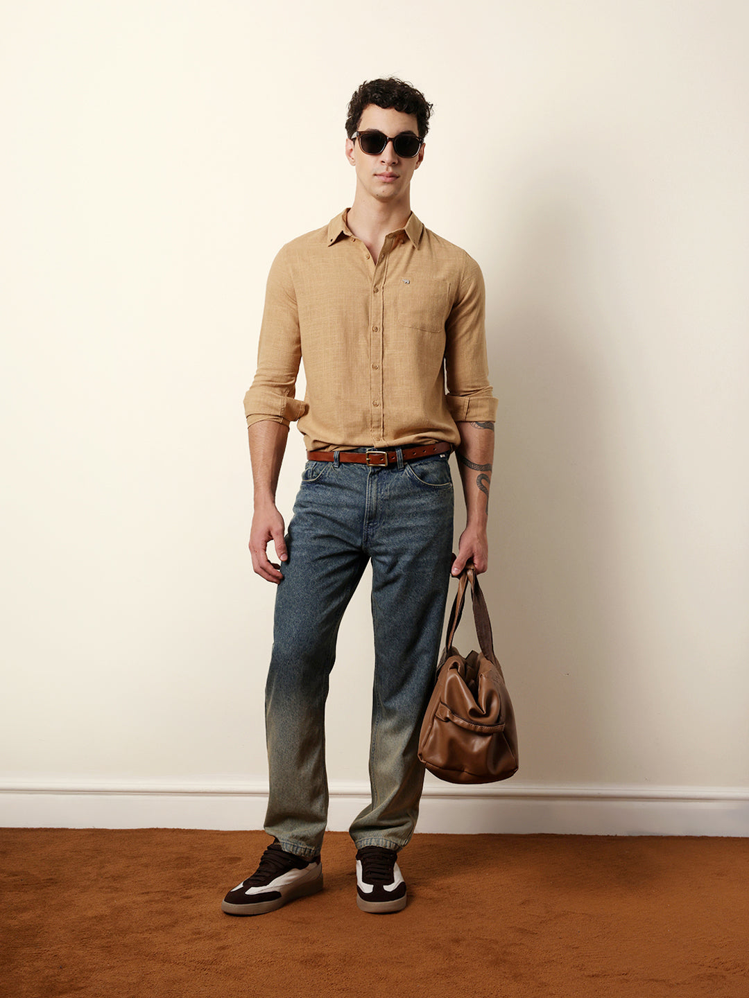 Men Solid Casual Full-Sleeve Shirt