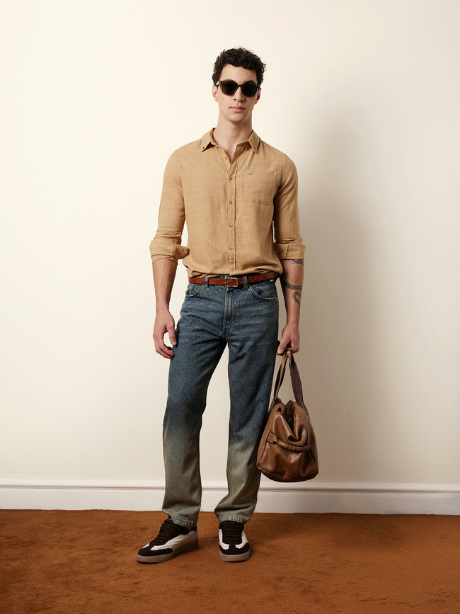 Men Solid Casual Full-Sleeve Shirt