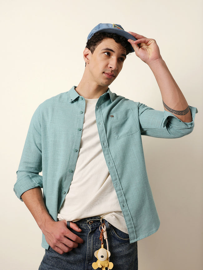 Men Solid Casual Full-Sleeve Shirt