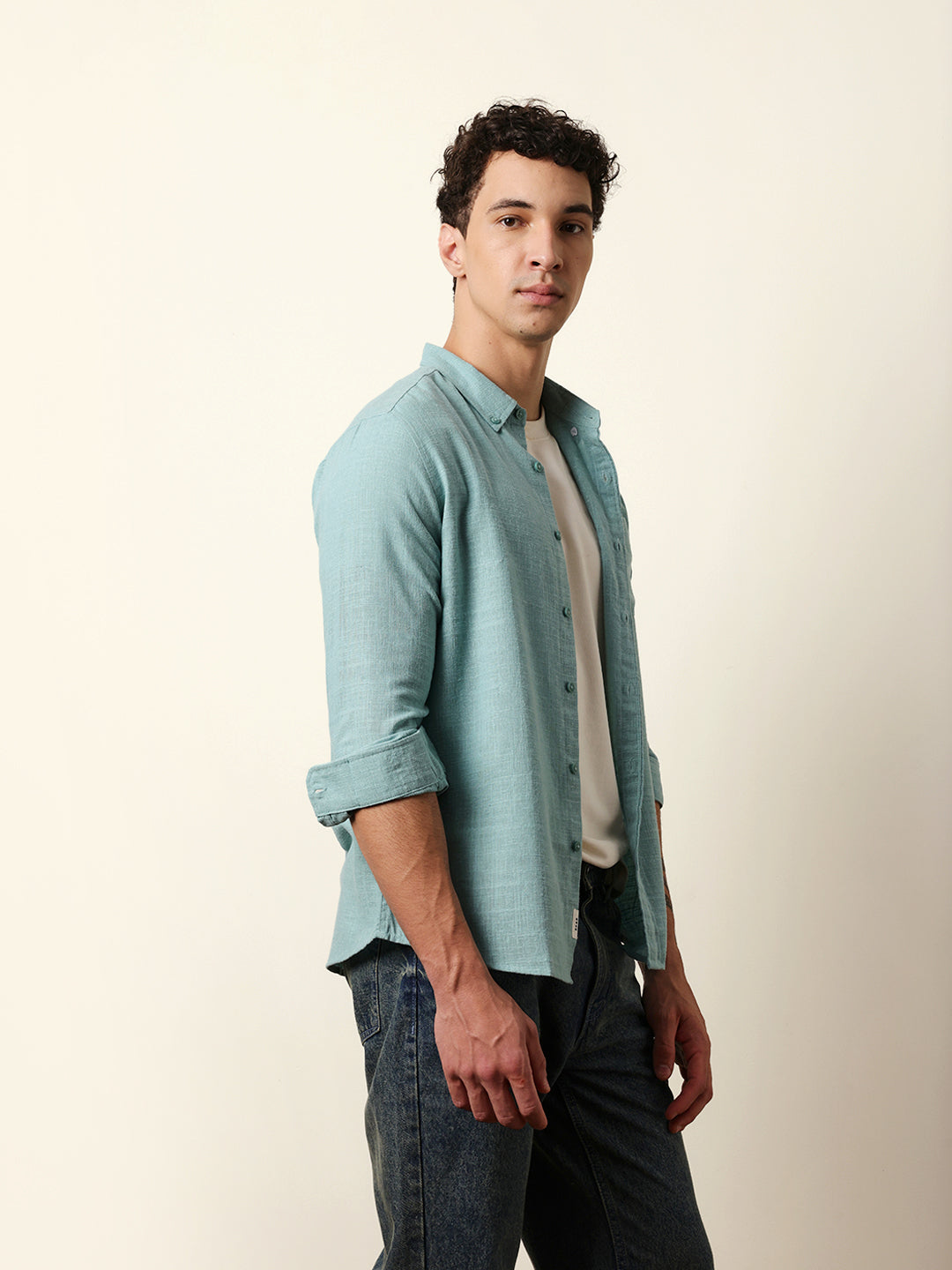 Men Solid Casual Full-Sleeve Shirt