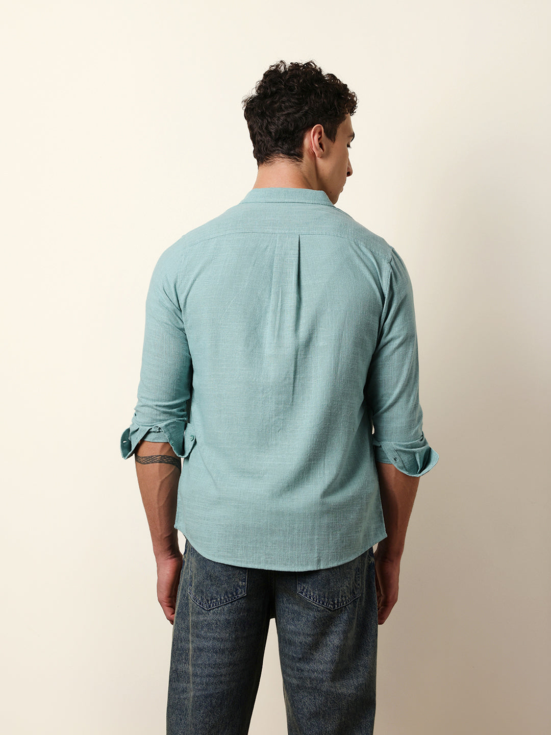 Men Solid Casual Full-Sleeve Shirt