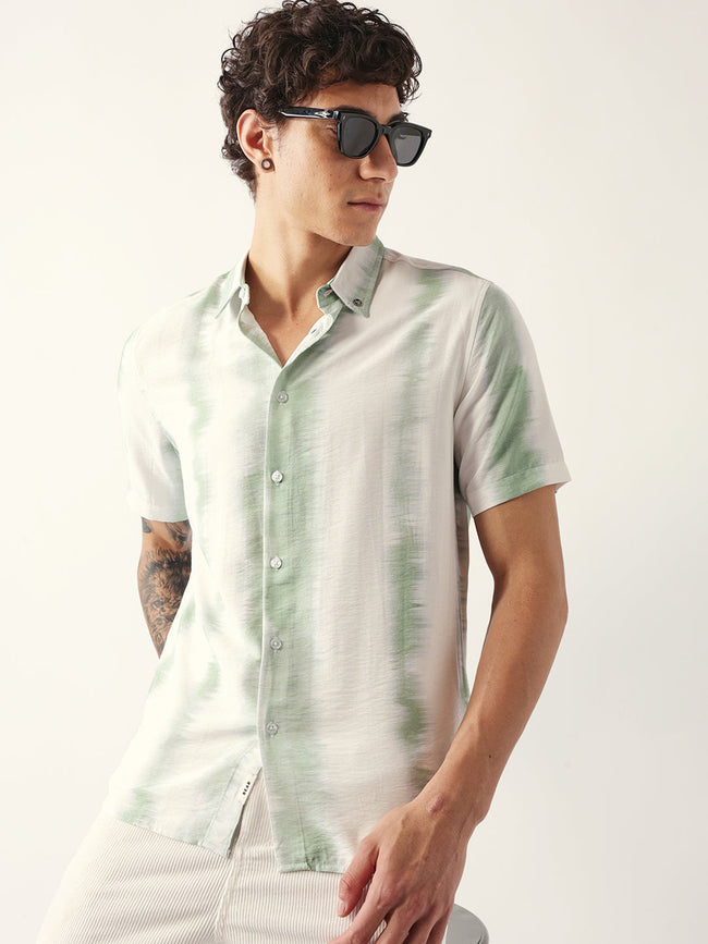 Men Green Viscose Rayon Printed Shirt